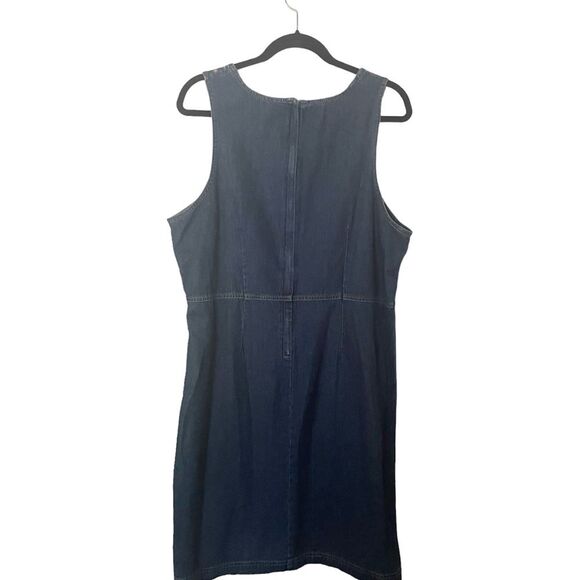 Vintage Expressions Denim Star Embroidered Sleeveless Jumper Dress, Size Large - Picture 2 of 7